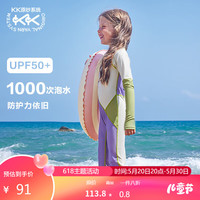 Kocotree【儿童节】kk树儿童连体泳衣原纱防晒男女童抗菌耐氯长袖夏季 110【身高100-110cm】 费雪紫【原纱防晒千次水洗检测】