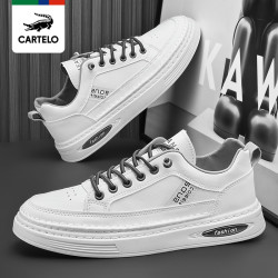 cartelo卡帝乐鳄鱼线下专柜同款新款男士休闲鞋休闲皮鞋板鞋男鞋小白
