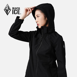 黑冰（BLACKICE）24户外登山徒步防风女款软壳外套 防水透湿女士活帽软壳衣 米白 XL
