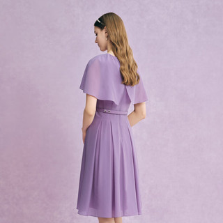 拉珂蒂（La Koradior）斗篷式连衣裙中长款显瘦修身气质优雅 灰紫罗兰 S
