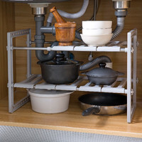 GINIX 鯨意 廚房可伸縮不銹鋼水槽置物架