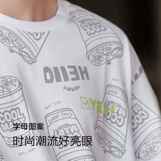 森马短袖T恤男夏季宽松圆领针织上衣简约纯棉休闲装潮流创意印花