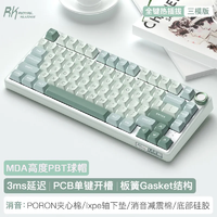 RK ROYAL KLUDGERK R75客制化机械键盘 全键热插拔 有线三模 空青(烟雨轴)热插拔(三模) RGB