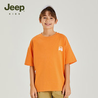 Jeep吉普童装儿童短袖2024夏季男童女童短袖T恤短款时尚帅气上衣 橘色 175cm 【身高170-180】