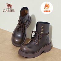 CAMEL 骆驼 女鞋2023新款爆款冬季复古厚底粗跟美拉德机车短靴女马丁靴