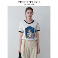 TEENIE WEENIE TeenieWeenie小熊女装2024夏装新款时髦撞色包边短袖T恤印花上衣