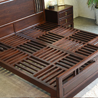 中式老榆木双人床全实木1.8米/1.5米大床主卧床卧室原木家具定制