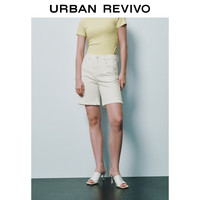 URBAN REVIVO 女士时尚cleanfit百搭丹宁休闲短裤 UWG840200 本白 26