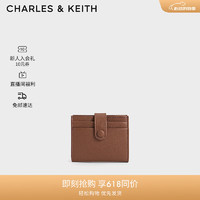 CHARLES&KEITH24夏简约搭扣多卡位迷你卡包女CK6-50701392 Chocolate巧克力色