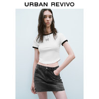 URBAN REVIVO 女士潮流辣妹撞色蝴蝶结印花T恤衫 UWV440182 本白 S