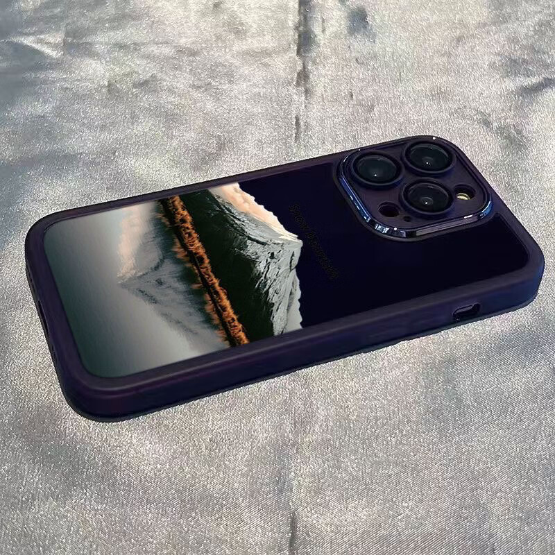 倒映雪山适用于苹果15promax手机壳iPhone14pro全包12p/13/硅胶11 黑色 iPhone 8 Plus