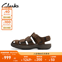 Clarks其乐索塔系列男鞋夏季镂空绑带复古时尚缓震罗马凉鞋 深棕色 261769007 45