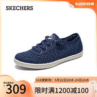 斯凯奇（Skechers）夏季女士一脚蹬休闲鞋镂空温柔通勤女鞋114491 海军蓝色/NVY 38