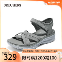 斯凯奇（Skechers）凉鞋女夏季透气户外魔术贴女士休闲凉拖鞋163428 灰色/GRY 37