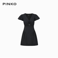 PINKO女装棉质打褶连衣裙100949Y6VW 黑色