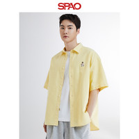 SPAO 韩国同款2024年夏季新款男女同款小熊绣标短袖衬衫SPYWE25C51