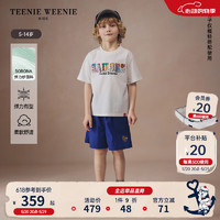 Teenie Weenie Kids小熊童装24夏季男童舒适凉感短袖短裤套装 象牙白 120cm