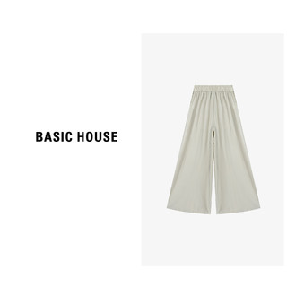 Basic House/百家好春季时尚休闲百搭通勤宽松女长裤-B0624B5D762 米杏色 S85-100斤