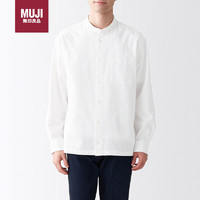 MUJI 無印良品 无印良品（MUJI）男式 棉水洗牛津 立领长袖衬衫休闲百搭衬衫 白色 XL