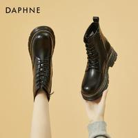 DAPHNE 達芙妮 馬丁靴女士鞋2023年新款秋冬季英倫風機車靴厚底增高短靴子