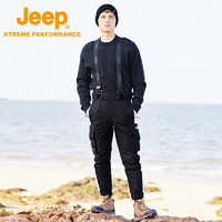 Jeep 吉普 戶外運動保暖背帶羽絨滑雪褲J242093178休閑防水透氣