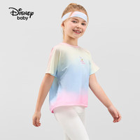 Disney 迪士尼 童装儿女童速干短袖T恤防晒高弹吸汗打底上衣24夏DB421BE33粉110
