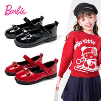 芭比童鞋春秋儿童皮鞋女童学院风黑皮鞋演出鞋DA6260 黑色 35码 