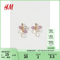 H&M 春季饰品珠饰耳环1000646 金色 均码