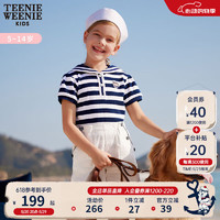 Teenie Weenie Kids小熊童装女童24年夏款海军风短袖针织POLO衫 藏青色 120cm