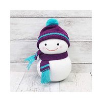 Shinada精致可愛雪人擺件 搭配手工針織帽/圍巾 紫色