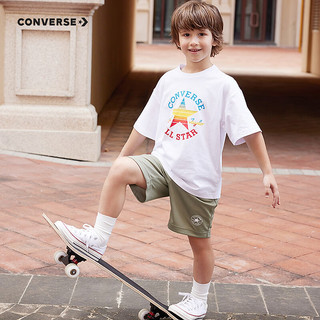 Converse 匡威儿童童装男童短裤2024夏季中大童休闲宽松五分裤 铬绿 160/69