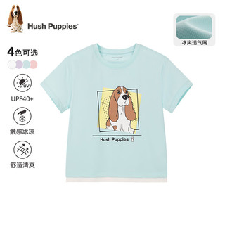 暇步士（Hush Puppies）童装儿童2024夏季卡通凉感防晒短袖活力舒适百搭短袖 豆沙粉 105cm