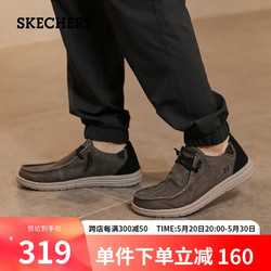 SKECHERS 斯凯奇 帆布鞋男士商务休闲鞋子66387 黑色 45