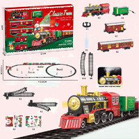 镘卡 儿童玩具 复古大号火车1+5节车厢+场景人物  普通版-自备电池