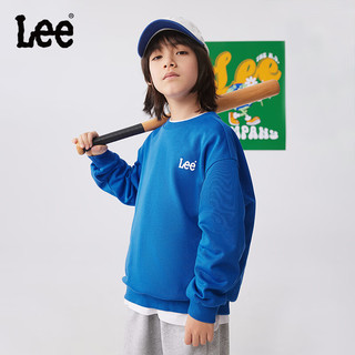 Lee男女童春秋款套头卫衣2024女孩春季休闲大儿童装春装上衣 海蓝色 150cm