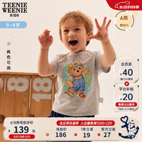 Teenie Weenie Kids小熊童装男宝宝24年夏季款帅气印花圆领短袖T恤 灰色 90cm