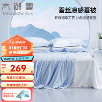 太湖雪蚕丝夏凉被双面凉感空调被可水洗机洗被子单双人薄被 湖水蓝【双面凉感】 150*200cm