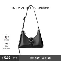 INJOYLIFE率性中和 新通勤 2024春夏hobo包机车单肩腋下包 黑色 小包