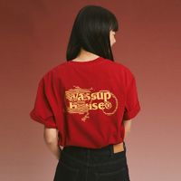 百亿补贴：WassupHouse 龙年限定印花短袖T恤男女新款上衣情侣装潮牌打底衫