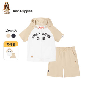 暇步士（Hush Puppies）童装儿童套装2024夏季男女童短袖短裤套装舒适精梳棉活力时尚 藏蓝 140cm