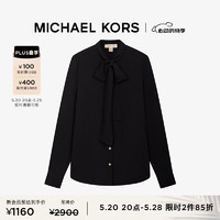 MICHAEL KORS迈克高仕【】女士桑蚕丝飘带领长袖衬衫 黑色 001 XS