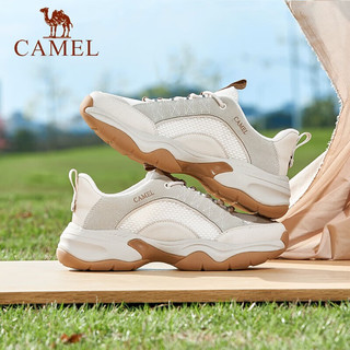 骆驼（CAMEL）男鞋厚底增高百搭网布拼接时尚运动休闲 黑色 41