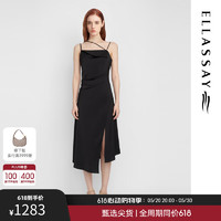 歌力思（ELLASSAY）2024夏季法式气质优雅吊带小黑裙连衣裙女EWB353Y01900 经典黑 M