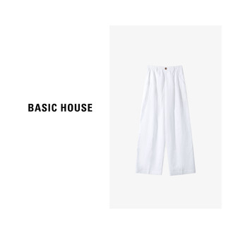 Basic House/百家好BH 时尚休闲阔腿长裤B0633B5A722 纯净白 S（85-105斤）