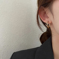 KOSE 高丝 叠加圆环耳钉女韩国ins冷淡风气质耳环法式复古感简约耳饰品 叠加圆环耳钉