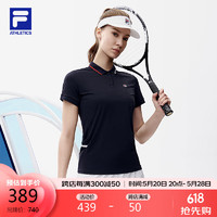 FILA 斐乐 ATHLETICS斐乐官方2024年夏季女子网球运动针织短袖POLO女