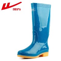 WARRIOR 回力 女士高筒雨鞋成人雨靴防水鞋胶鞋套鞋水靴 8813天蓝高筒 37