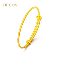 BECOS 黄金手镯足金999古法推拉素圈手镯简约可调节金镯8.6g(543.2元/g）