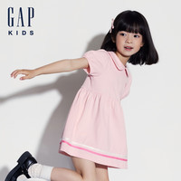 Gap女幼童2024夏季新款泡泡短袖连衣裙可爱娃娃领高腰洋装466248