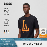 BOSS（服装） BOSS平纹针织布情侣休闲短袖T恤 001-黑色